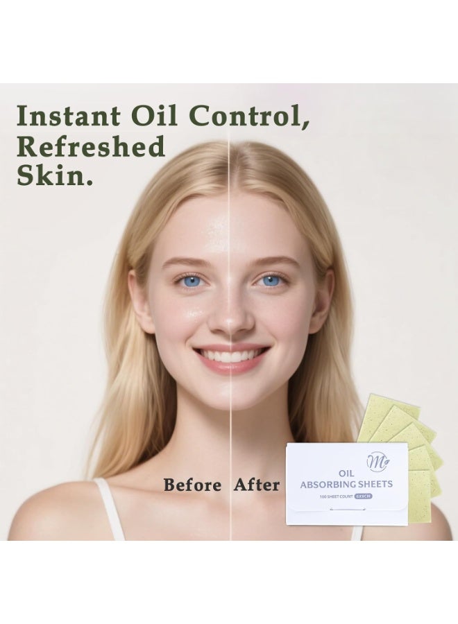 VIUAUAX Natural Face Oil Blotting Paper -Bamboo Charcoal 200 Counts, Easy Dispensing Oil Absorbing Sheets, Premium Handy Facial Blotting Papers - Face Skin Care or Beauty Make Up Must Have (White-Green Tea) - Image 3